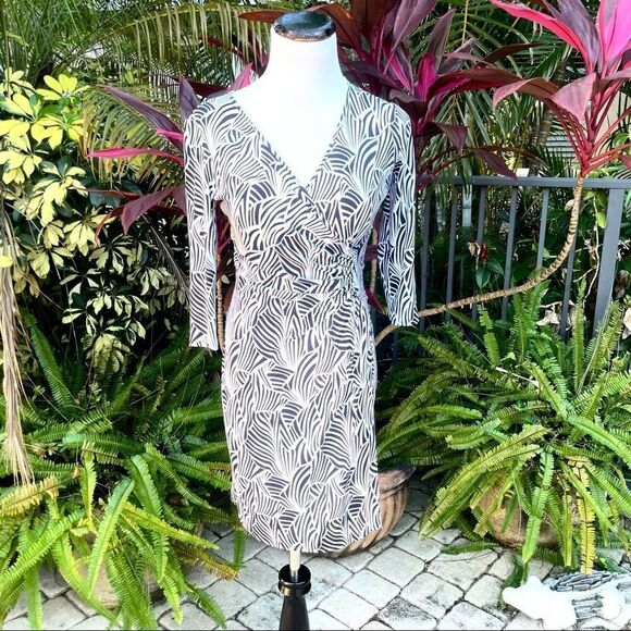 Laundry By Design Navy Zebra Faux-Wrap Dress - Picture 2 of 7